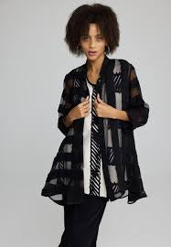 Black Sheer Organza Tunic Blouse