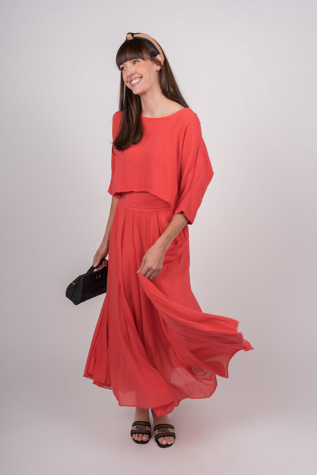 Coral Cotton Skirt