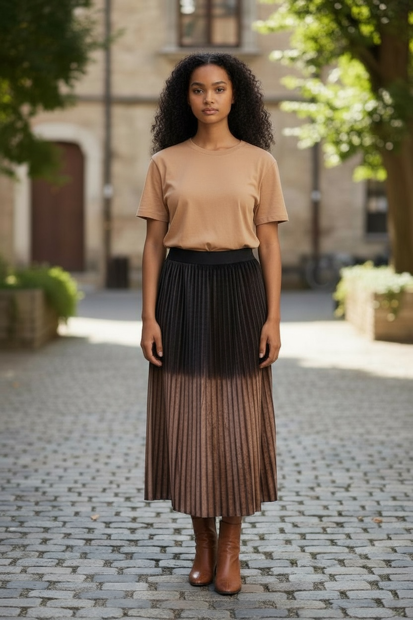 Velour Ombré Pleated Skirt