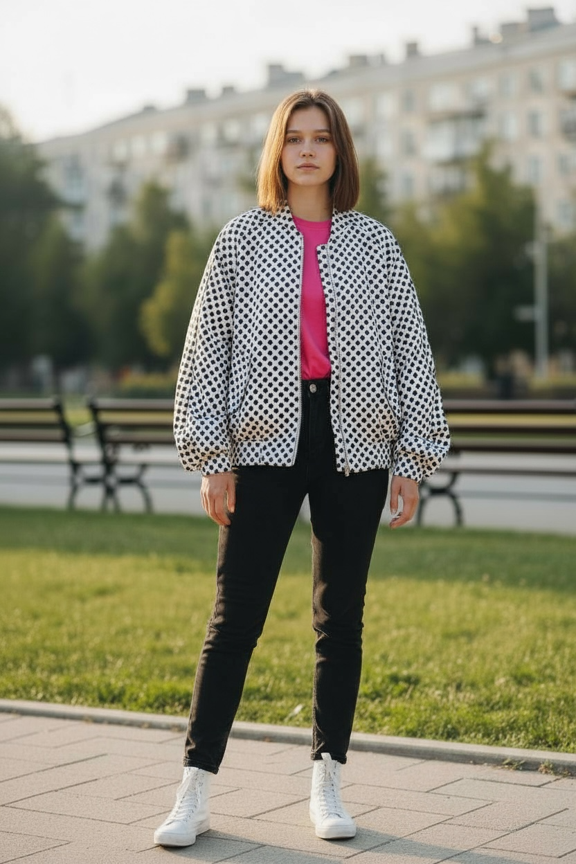 Oversized Black/White Polka Dot Coat