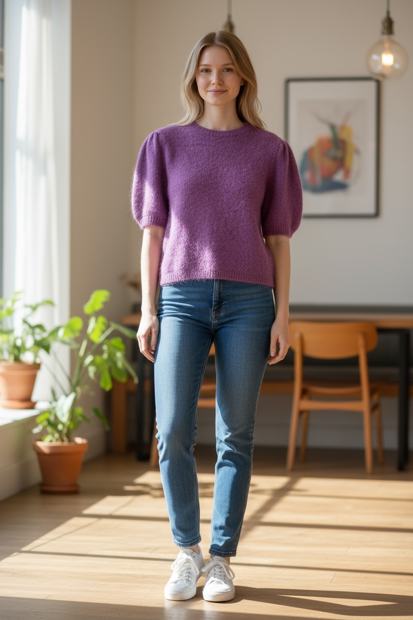 Elissia Plum Short Sleeve Sweater