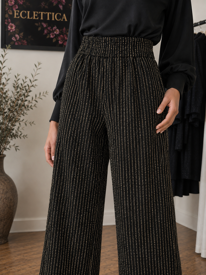 Black/Gold Pinstripe Knit Pant - by M Italy