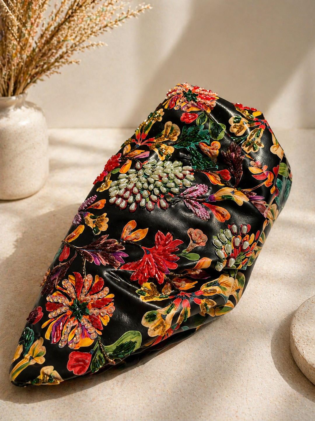 Garden Ruche Beaded Clutch
