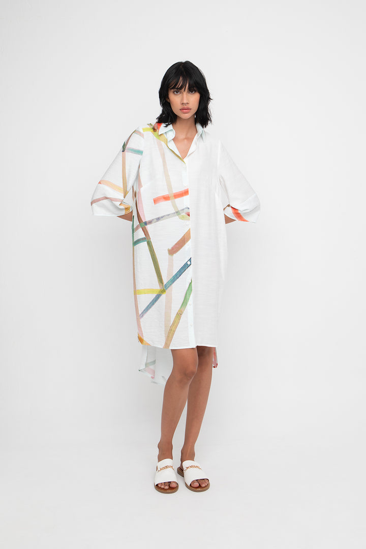 Vestido camisero con pinceladas blancas - por Ozai N Ku