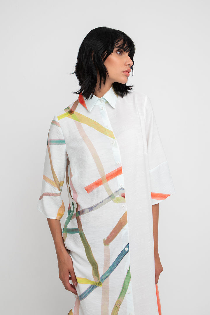 Vestido camisero con pinceladas blancas - por Ozai N Ku