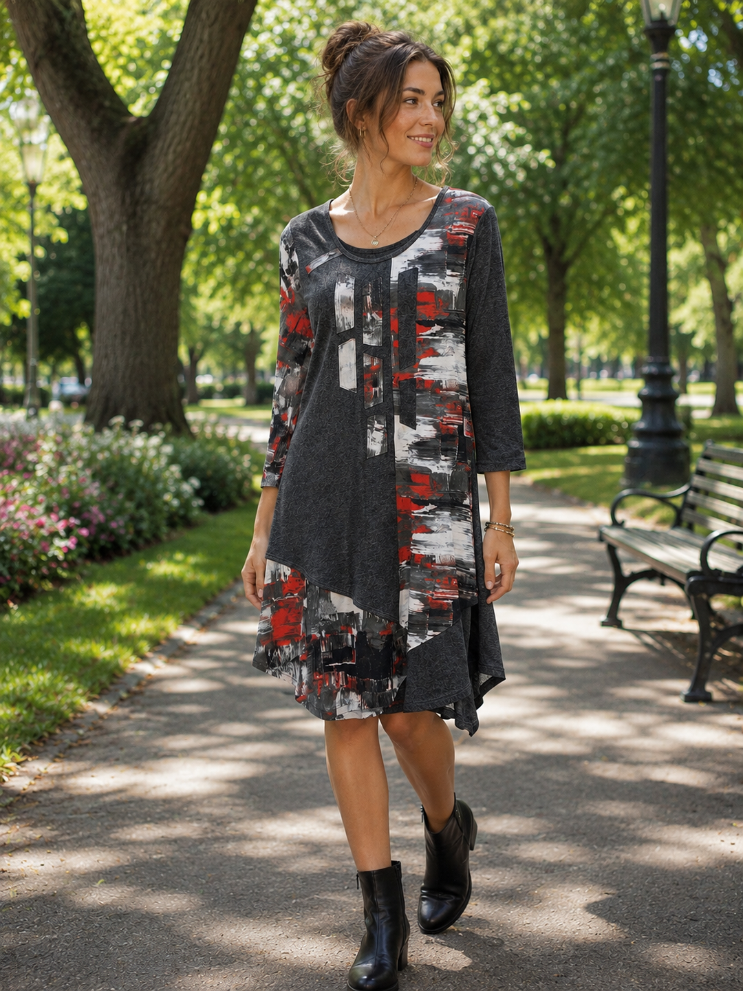 Abstract Charcoal Midi Dress - by Parsley & Sage