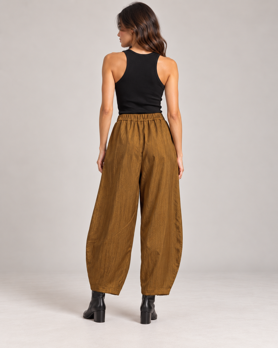 Mustard Gold Sculptural Barrel Leg Pants - by Ozai N Ku