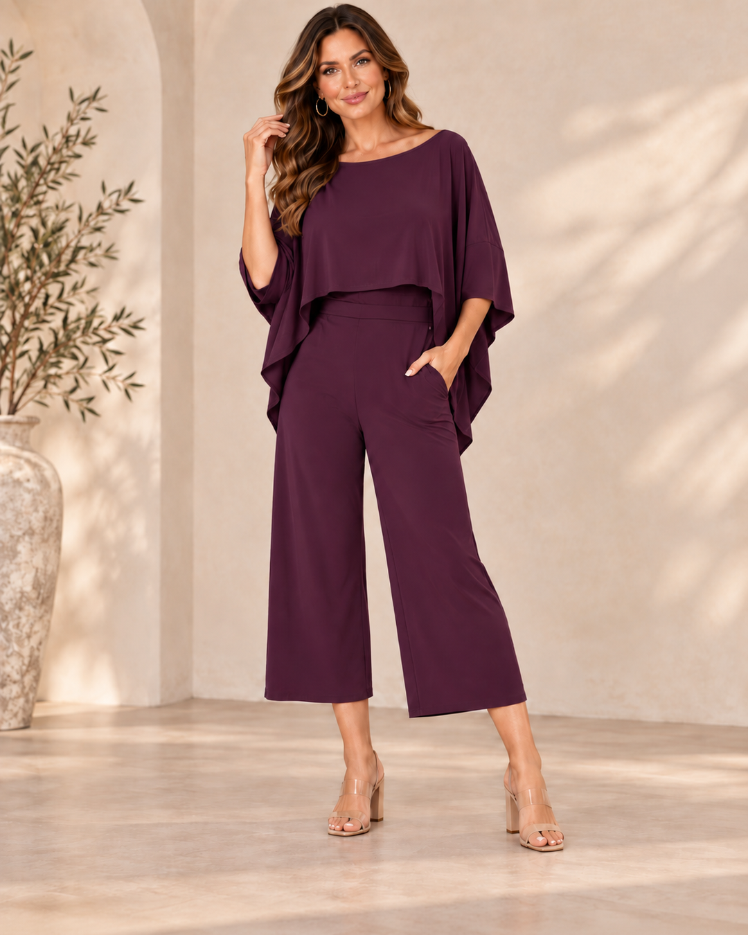 Purple Cropped Wide-Leg Pants - by Kozan