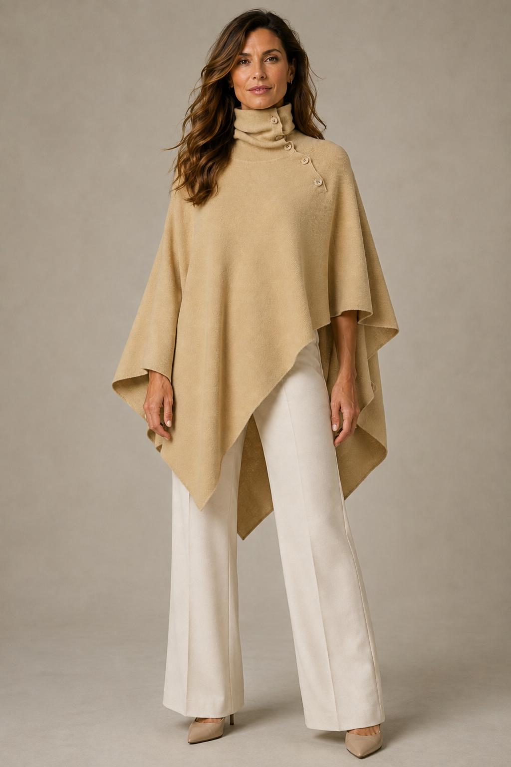 Cream Poncho Cape - by Noen