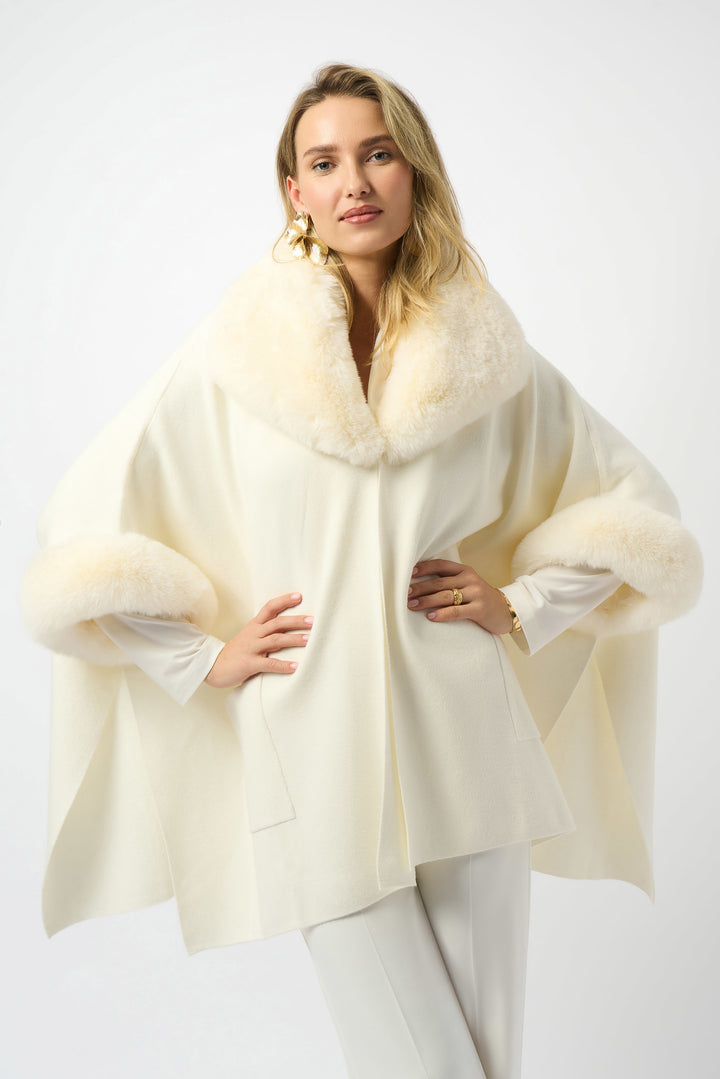 Joseph Ribkoff Cream Faux Fur Cape