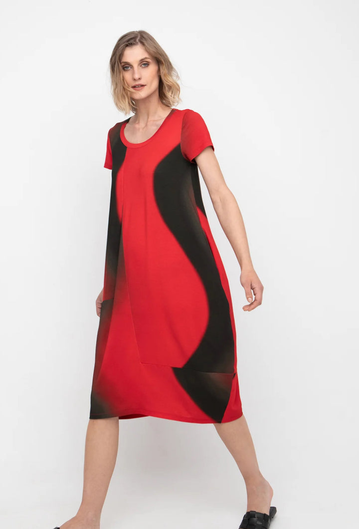 Ozai N Ku Red Abstract Bubble Dress