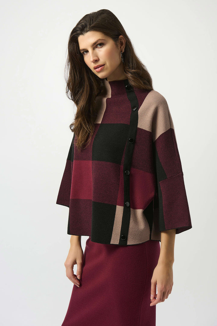 Joseph Ribkoff Merlot/Black Sweater