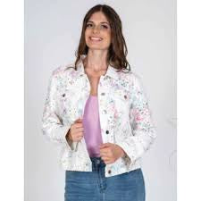 Floral Eyelet Cotton Jean Jacket