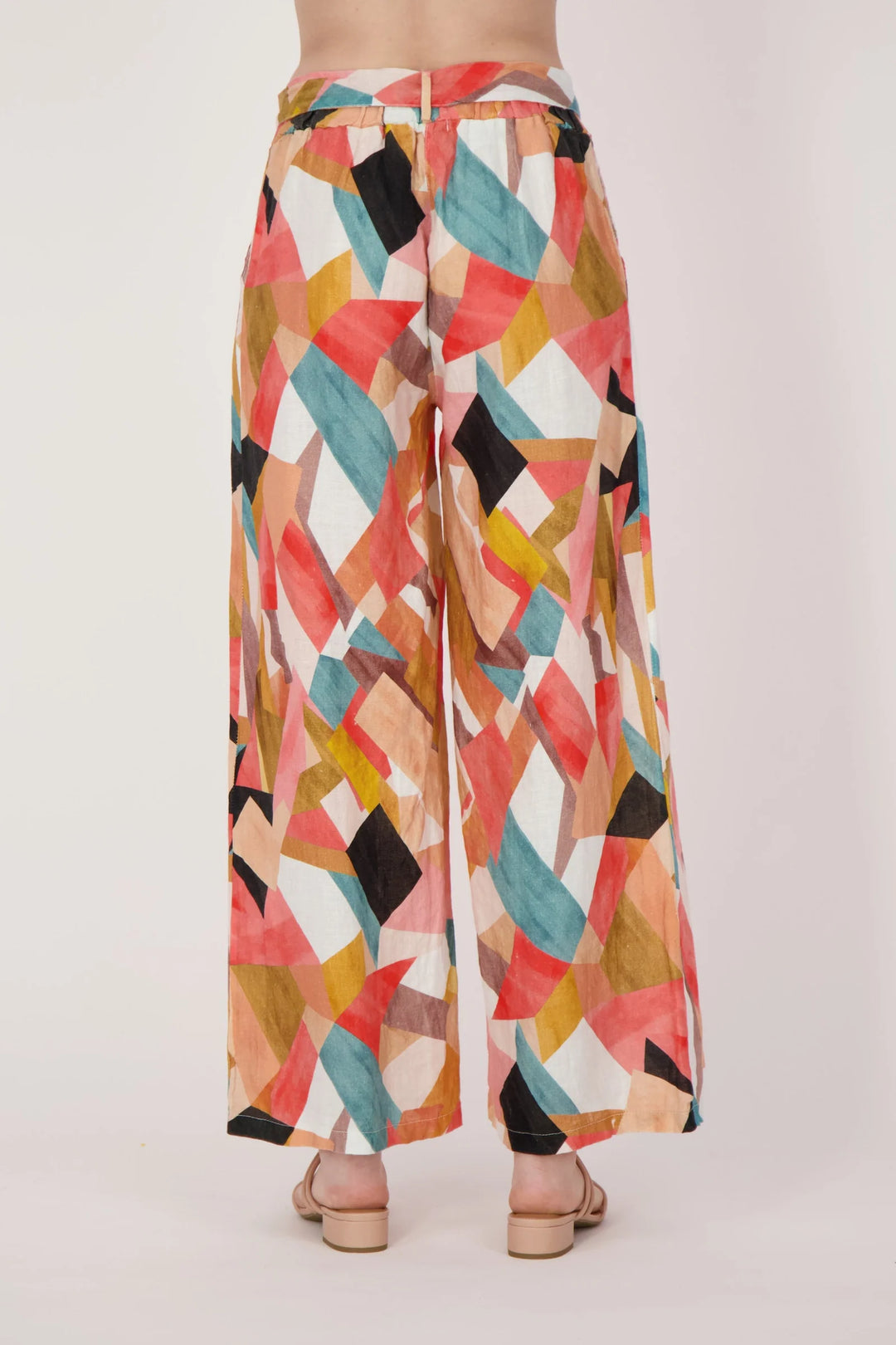 Geometric Print Linen Pant