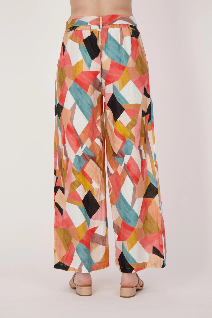 Geometric Print Linen Pant