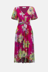 Joseph Ribkoff Pink Floral Shimmer Dress