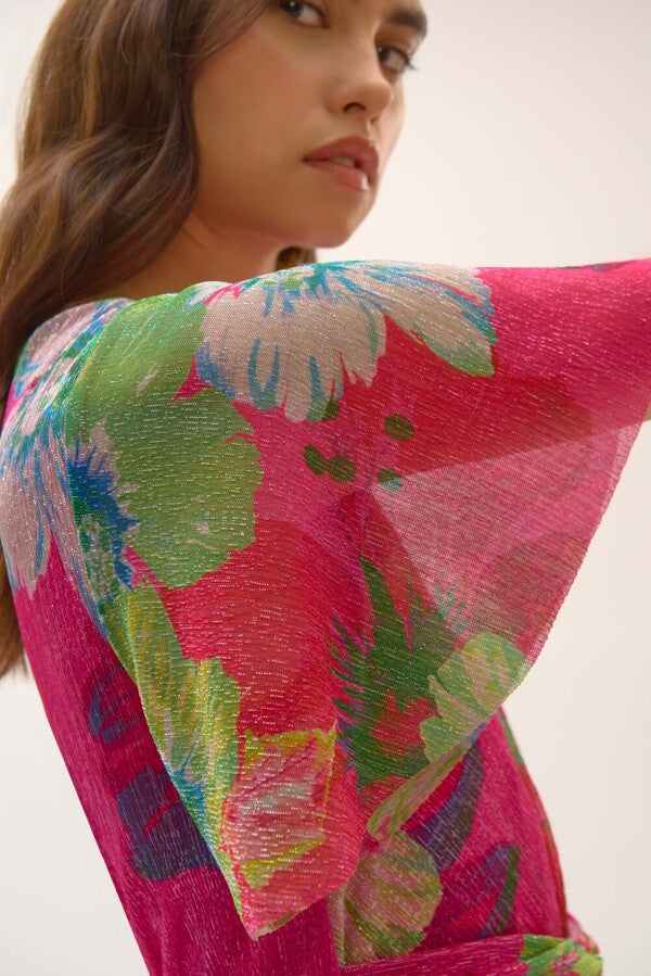 Joseph Ribkoff Pink Floral Shimmer Dress