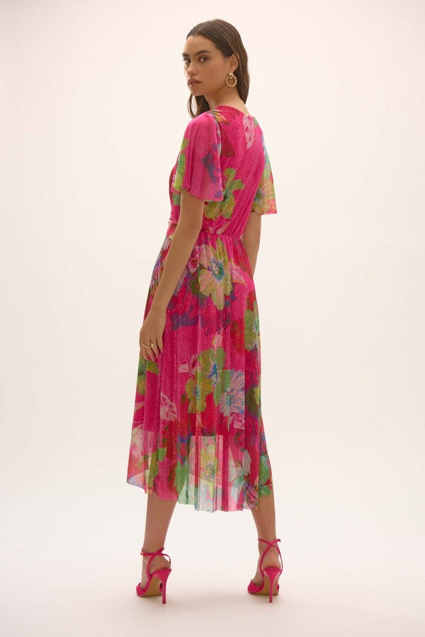 Joseph Ribkoff Pink Floral Shimmer Dress