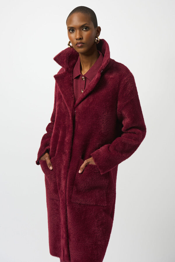 Joseph Ribkoff Faux Fur Merlot Coat