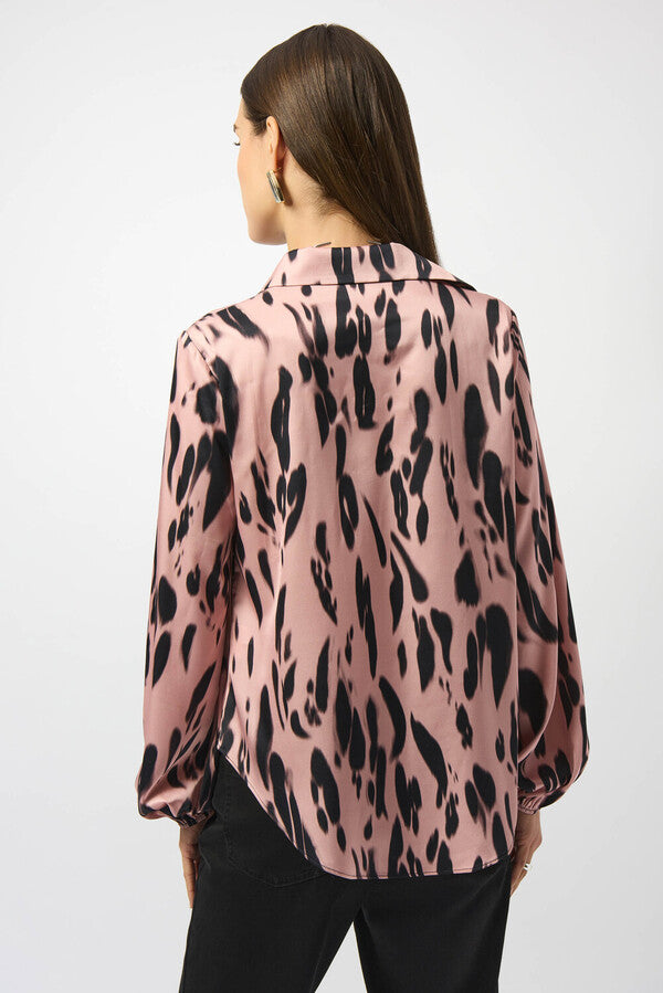 Joseph Ribkoff Satin Pink Leopard Blouse