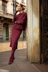 Joseph Ribkoff Burgundy Knit Skirt