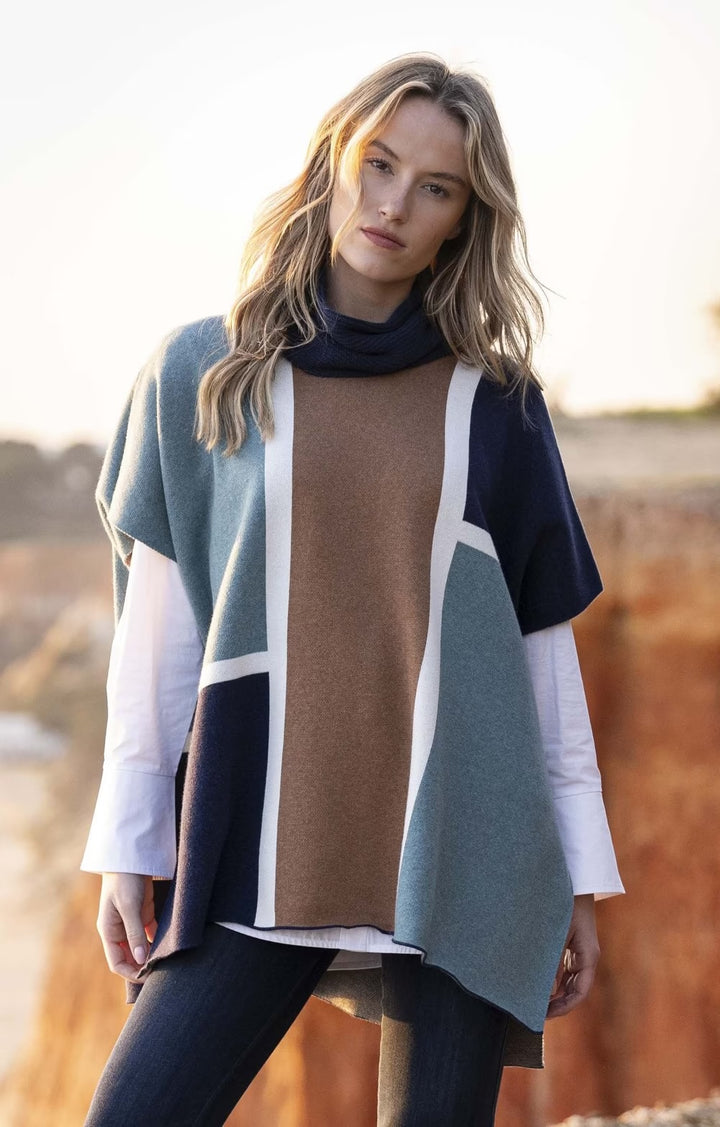 Block Print Cotton Poncho Cape