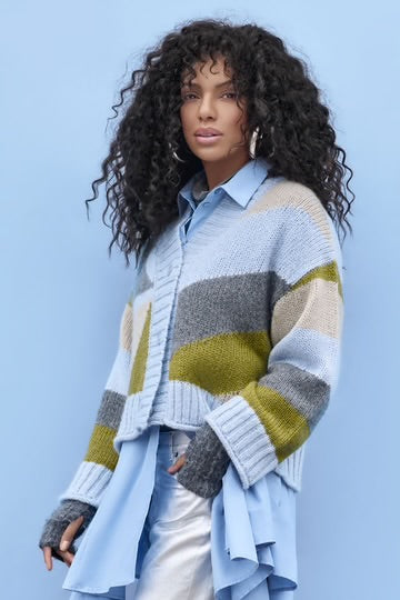 Powder Blue Blocks Cardigan