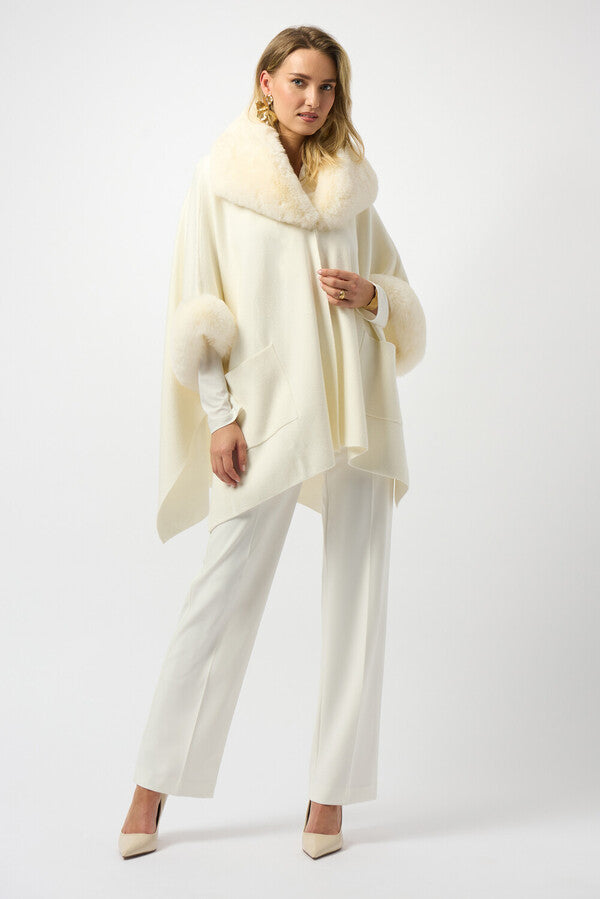 Joseph Ribkoff Cream Faux Fur Cape
