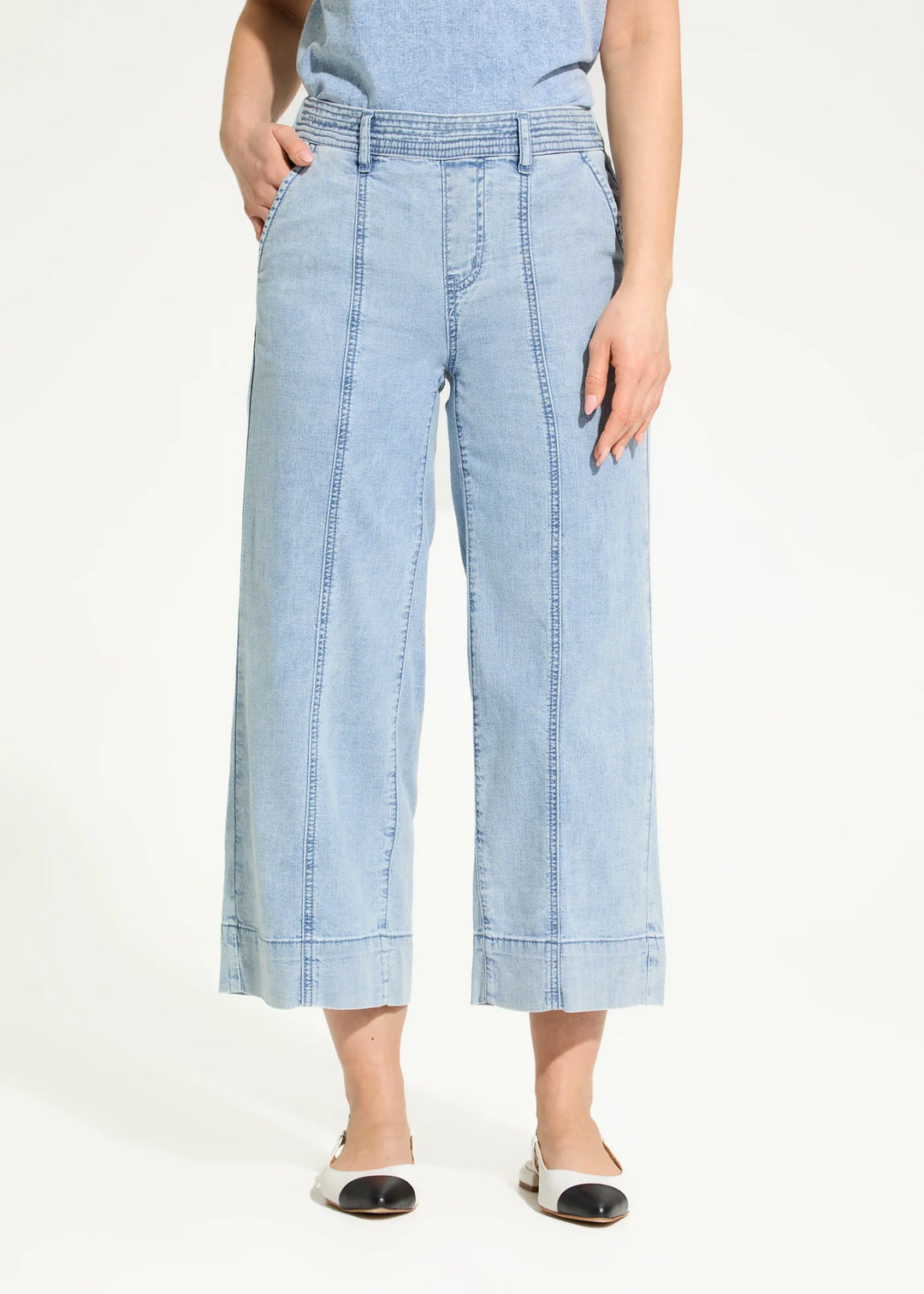Wide Leg Crop Denim Pants - by French Dressing