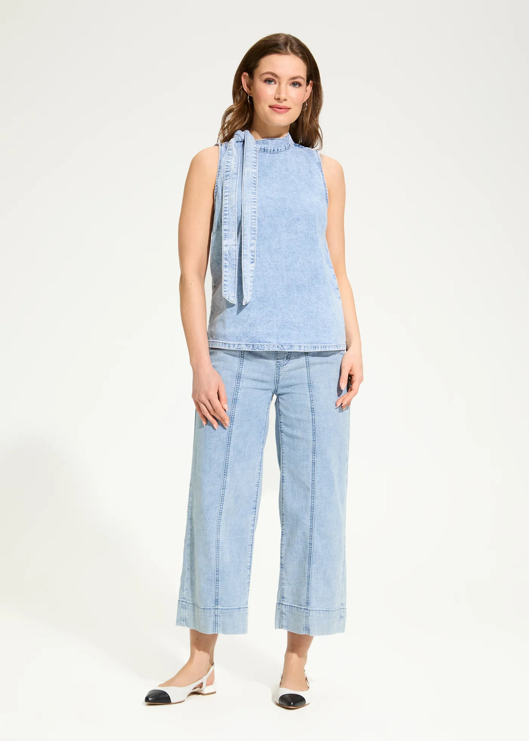 Wide Leg Crop Denim Pants - by French Dressing