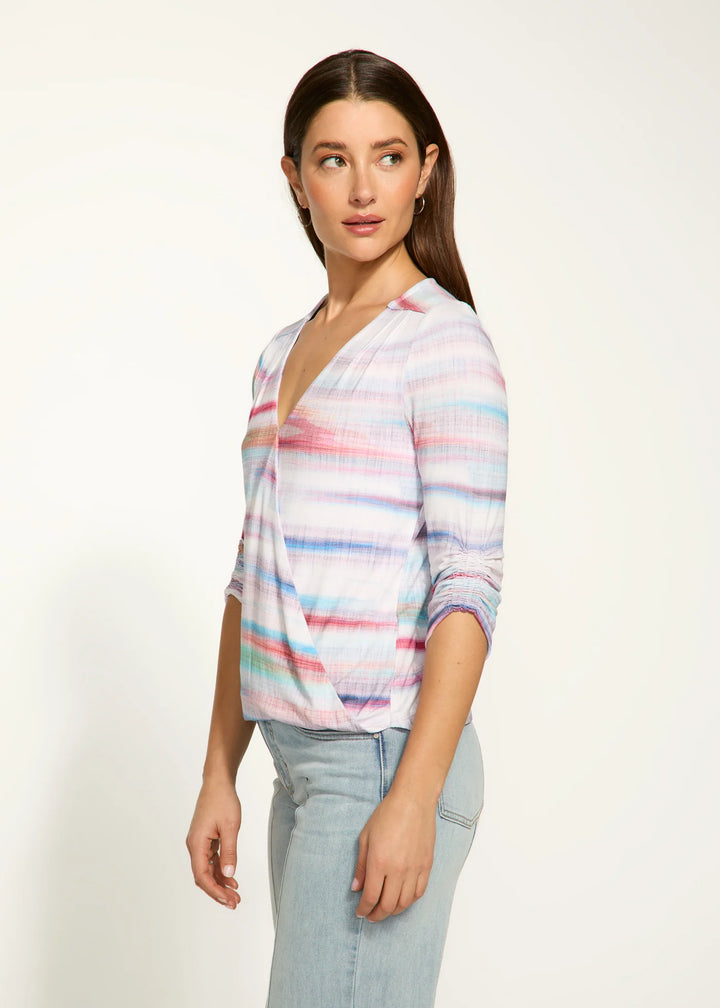 3/4 Sleeve Wrap Top - by French Dressing