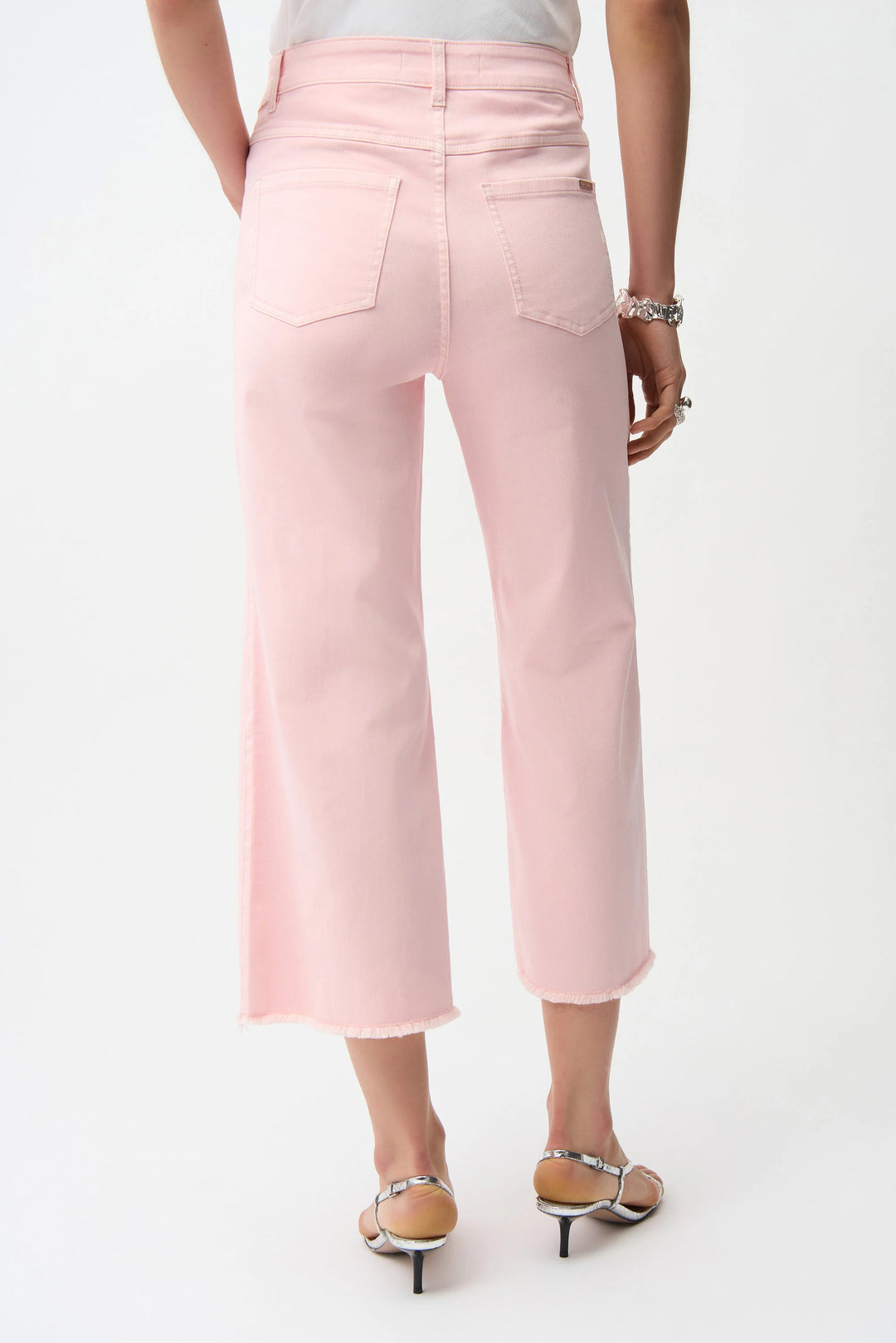 Pink Embellished Culotte Jeans - by Joseph Ribkoff