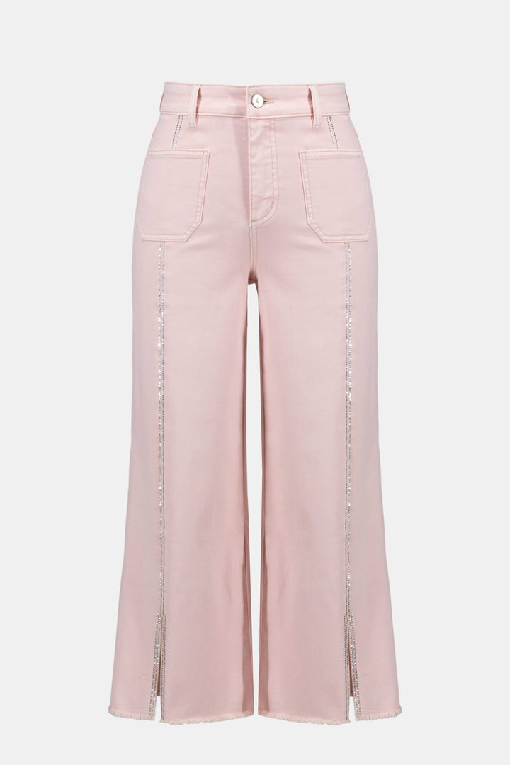 Pink Embellished Culotte Jeans - by Joseph Ribkoff