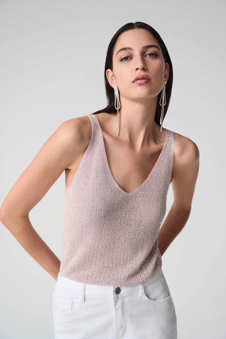 Pink Knit Bling Camisole Tank Top - by Joseph Ribkoff