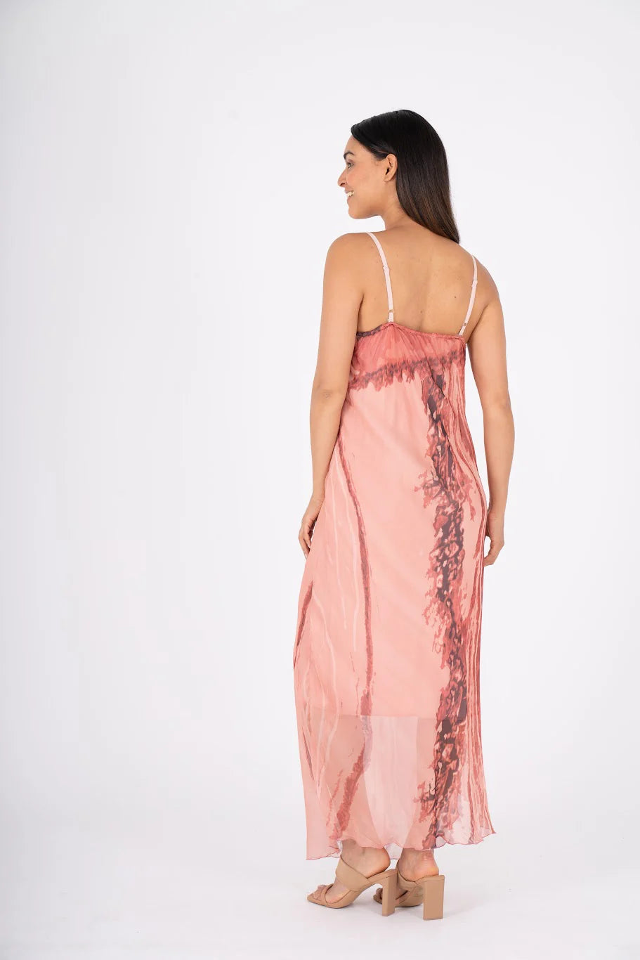 Robe à bretelles en soie rose - par M Italie