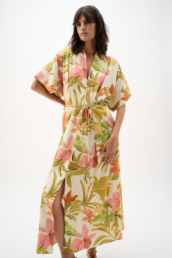 Vestido tropical entallado y con vuelo - por Joseph Ribkoff