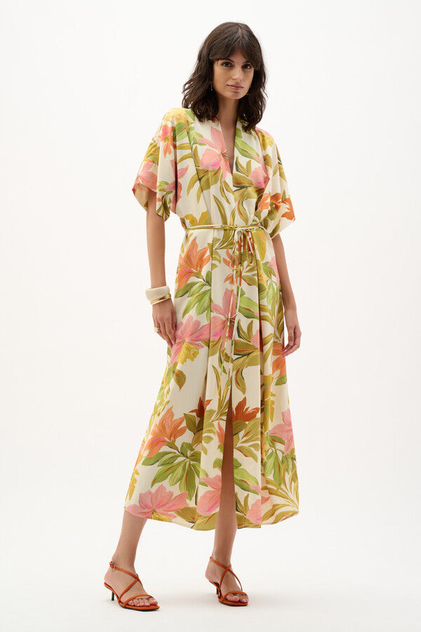 Vestido tropical entallado y con vuelo - por Joseph Ribkoff