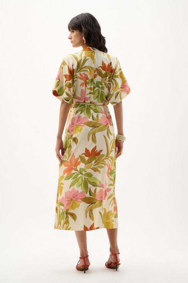 Vestido tropical entallado y con vuelo - por Joseph Ribkoff