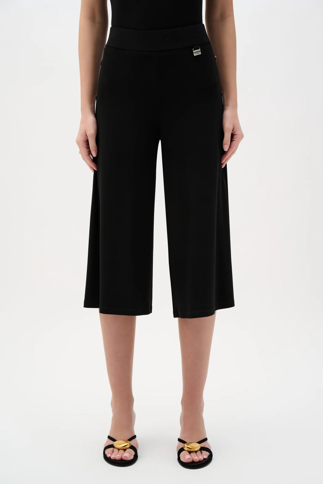 Black Palazzo Style Capri Pants - by Joseph Ribkoff
