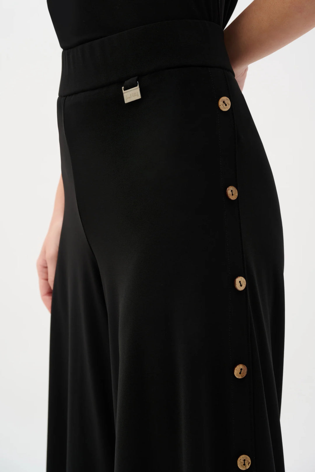 Black Palazzo Style Capri Pants - by Joseph Ribkoff