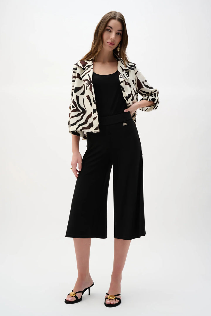 Black Palazzo Style Capri Pants - by Joseph Ribkoff