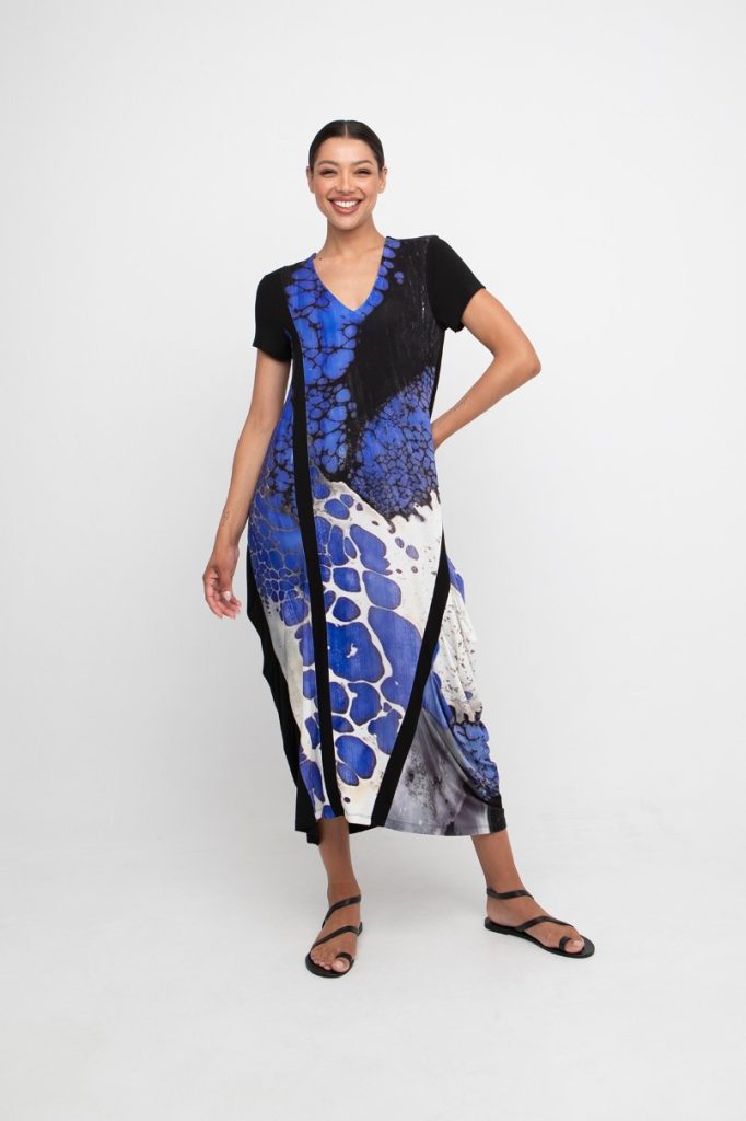 Blue Pebble Jersey Dress - by Ozai N Ku