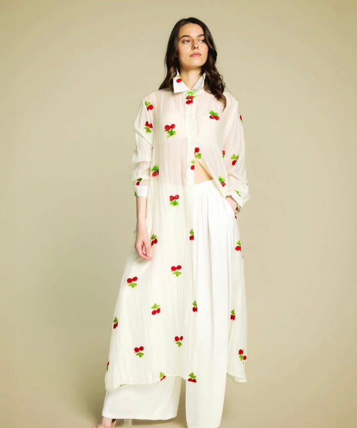 Cherry Bomb Pearl Sheer Maxi Blouse - by Eternelle
