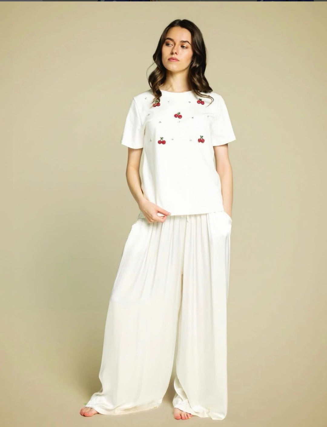 Pearl Wide Leg Drape Pants - by Eternelle