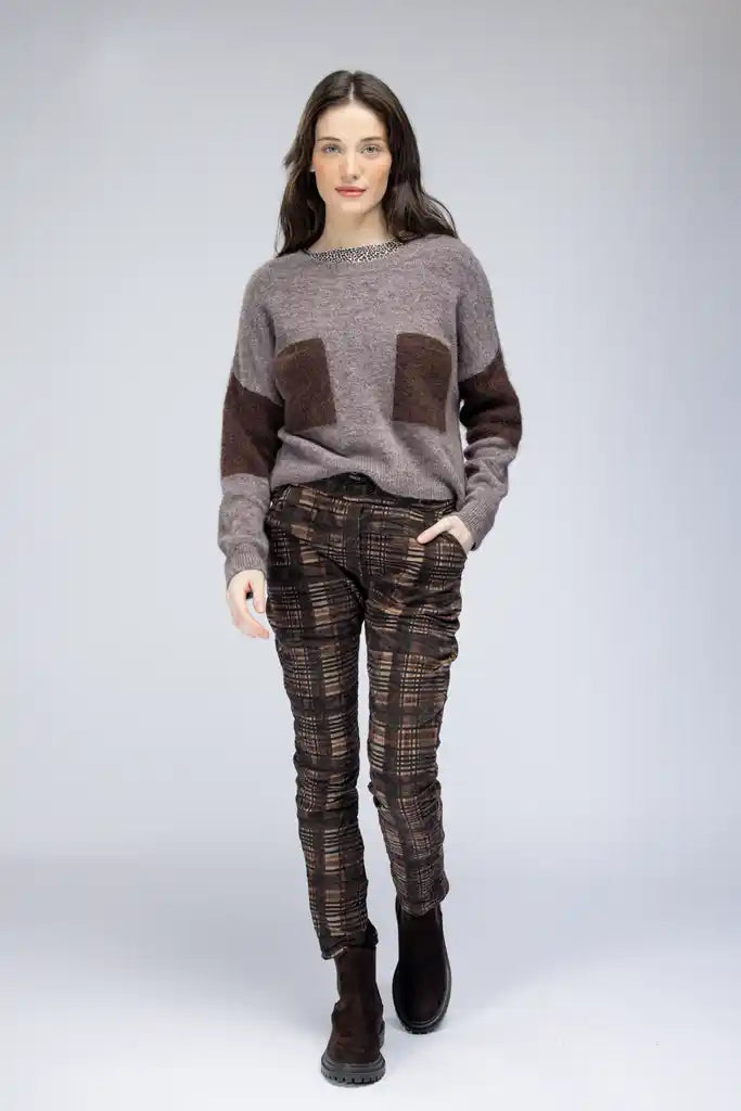 Short Brown Pocket Sweater - by Elissia