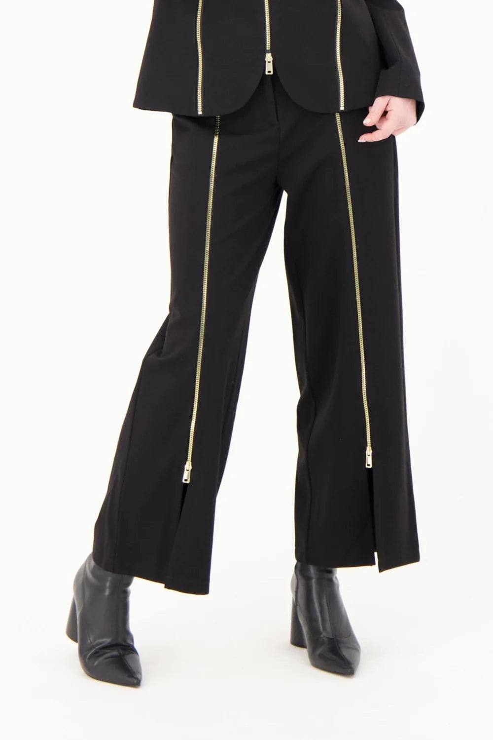 Pantalon noir à fermeture éclair Gabby Isabella
