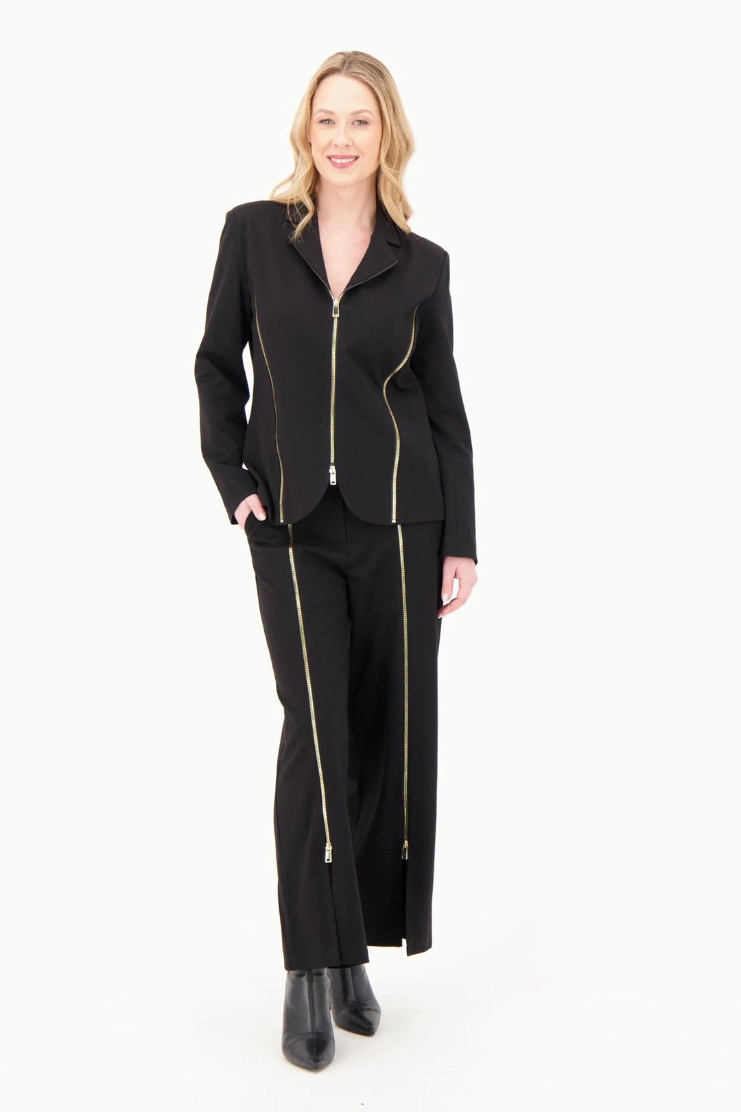 Pantalon noir à fermeture éclair Gabby Isabella