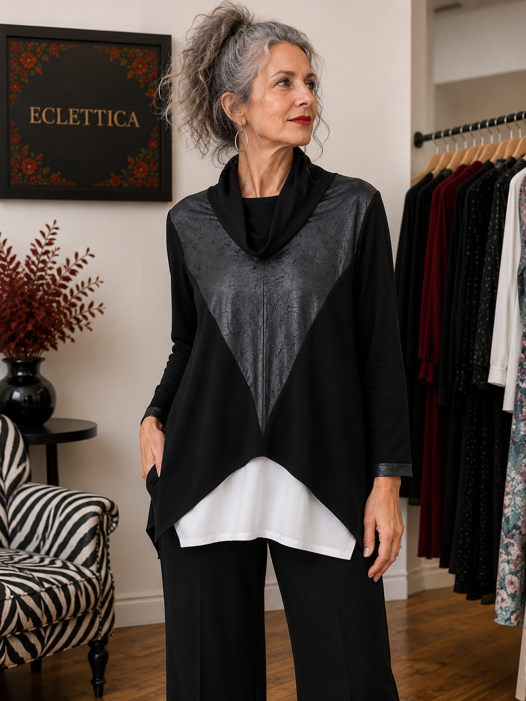 Michael Tyler Top con pátina negra y crema