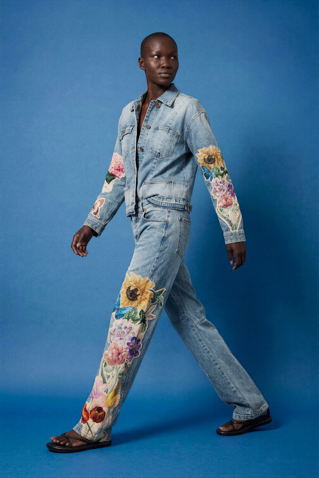 Floral & Butterfly Wide-Leg Jeans - by Desigual