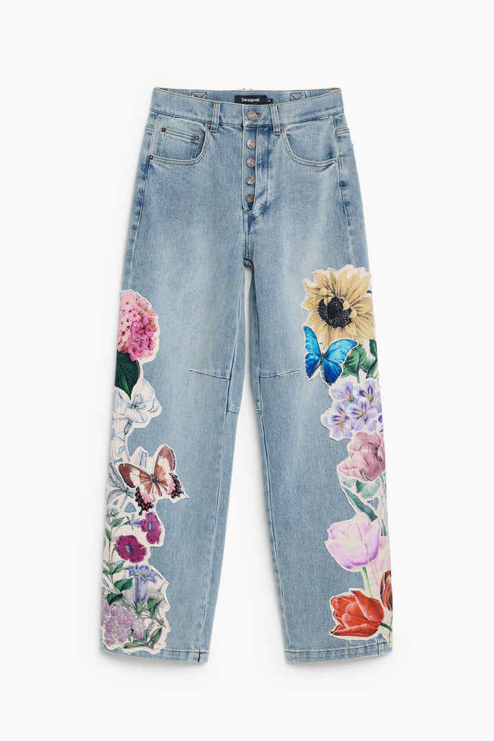 Floral & Butterfly Wide-Leg Jeans - by Desigual